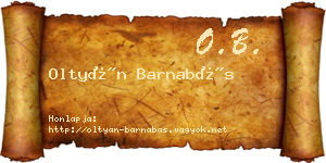 Oltyán Barnabás névjegykártya